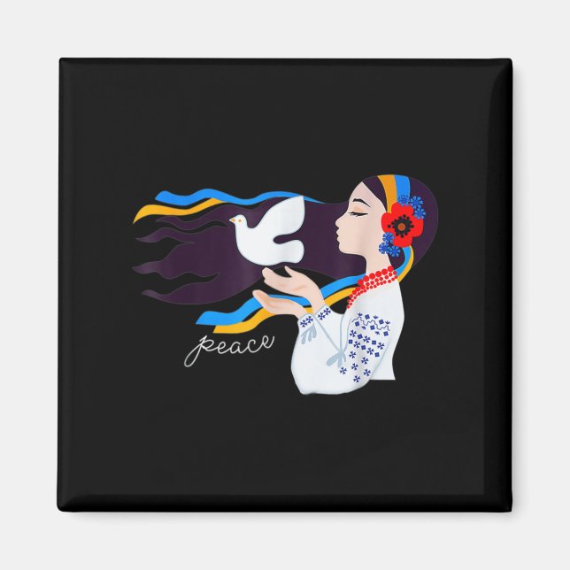 peace dove girl Support Ukraine Stand With Ukraini Magnet (Front)