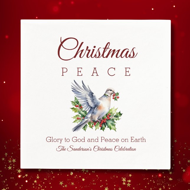 Peace Dove Holly Christian Christmas Napkins (Creator Uploaded)