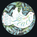 Peace Dove Illustrated Christmas Classic Round Sticker<br><div class="desc">An illustrated Christmas stickers features gouache illustration of a dove and hand lettering.</div>