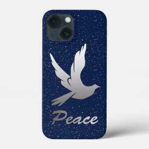 Peace Dove in Silver Gray Against a Starry Sky iPhone 13 Mini Case