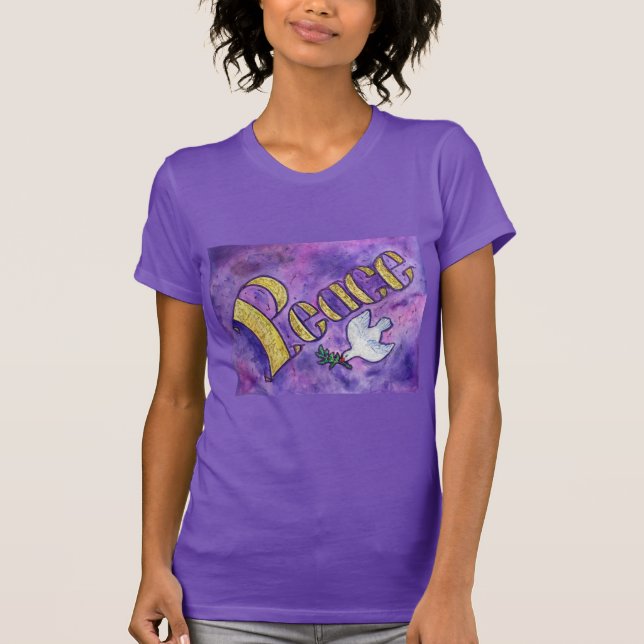 Peace Dove Inspirational Word Art T-shirts (Front)