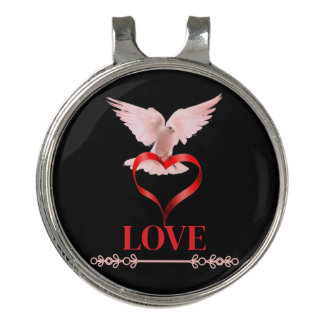 Peace Dove & Love Heart Pulse Graphic Tee Golf Hat Clip