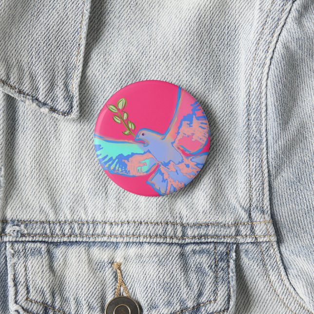 Peace dove, no war hot pink button (Creator Uploaded)