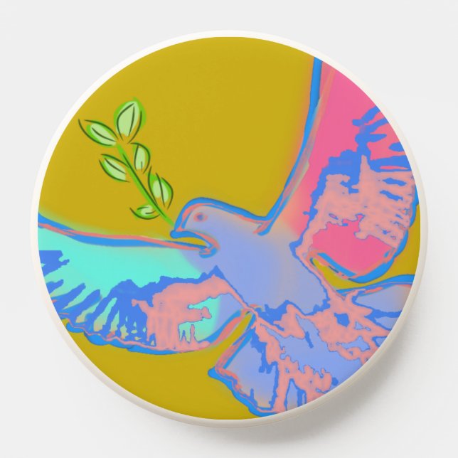 Peace dove, no war yellow mobile phone PopSocket (Popsocket)