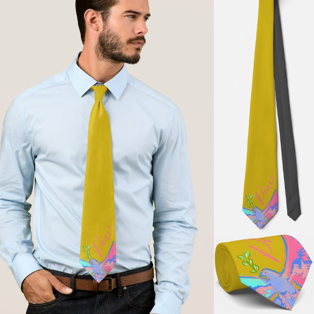 Peace dove, no war yellow neck tie (Creator Uploaded)