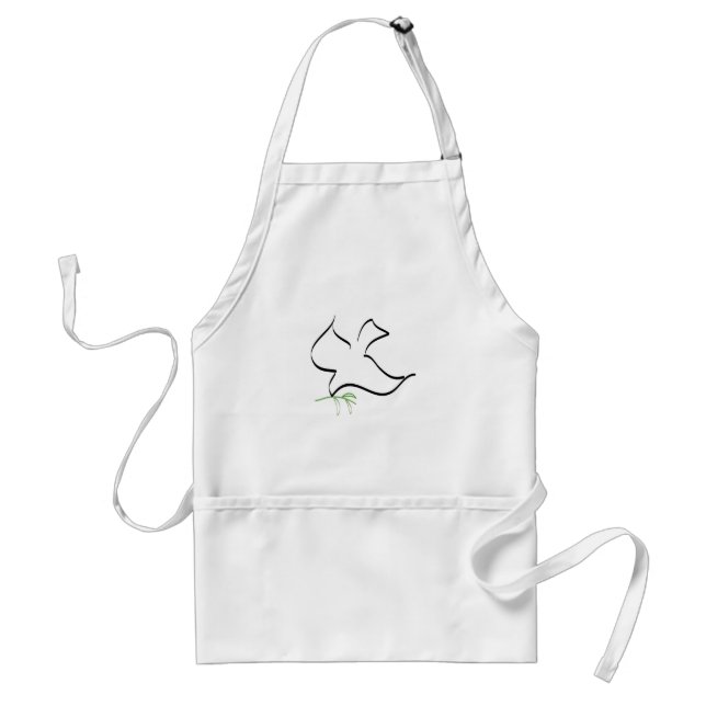Peace Dove Olive Branch Religious Symbol Adult Apron (Front)