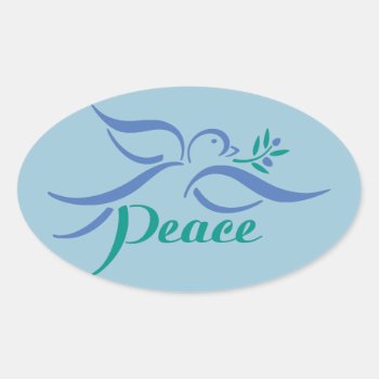 Peace Dove Oval Sticker by Lisann52 at Zazzle