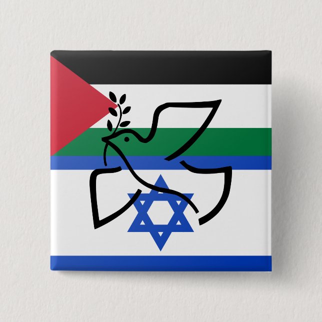Peace Dove over Israel Palestine Button (Front)