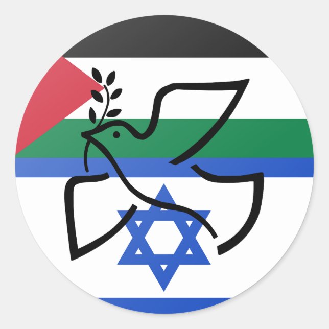 Peace Dove over Israel Palestine Classic Round Sticker (Front)