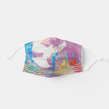 Peace Dove Pastel Watercolor Spiritual Love Symbol Adult Cloth Face Mask by Fontastic at Zazzle