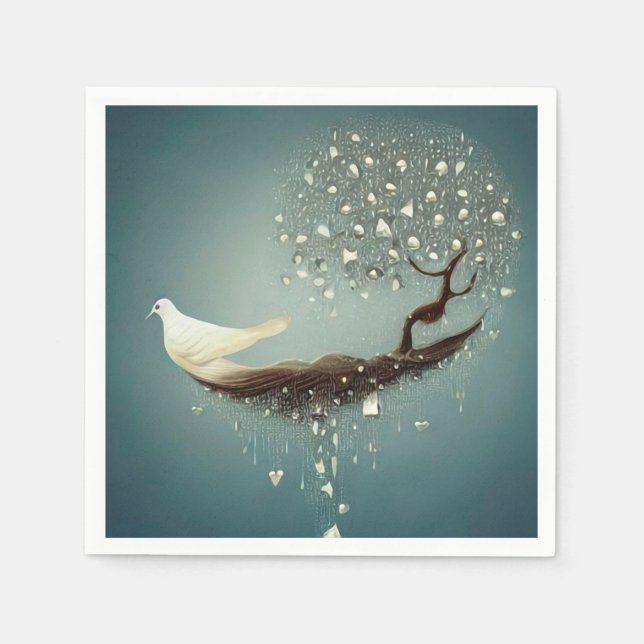 Peace Dove & Pearl Tree Napkins (Front)