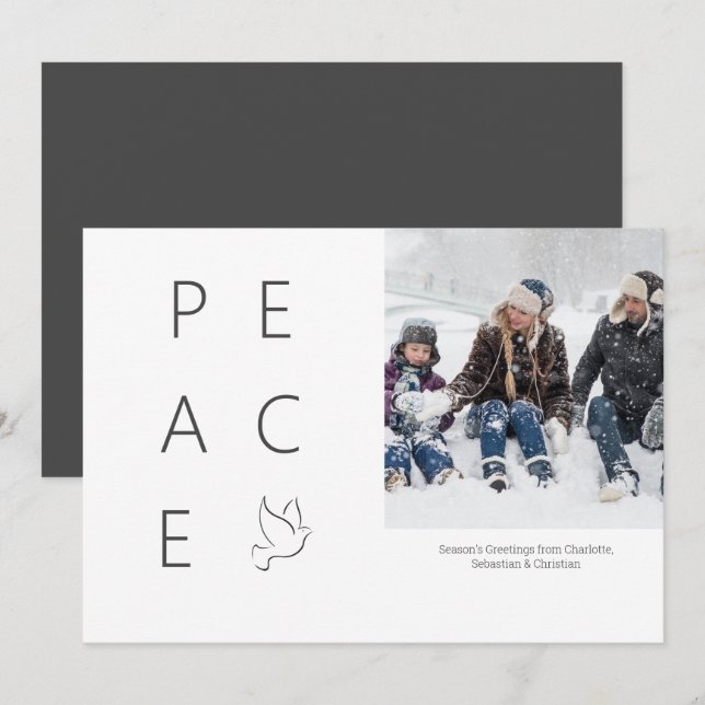 Peace Dove Personalized Simple Photo Christmas Invitation (Front/Back)