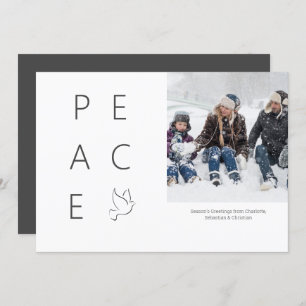 Peace Dove Personalized Simple Photo Christmas Invitation