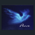 Peace Dove Photo Print<br><div class="desc">This photo print features an abstract image of a peace dove with a background in shades of blue.  White text in the lower right of the image reads,  "Peace".</div>