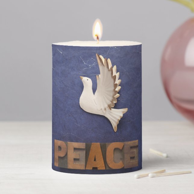 Peace dove pillar candle (In Situ)