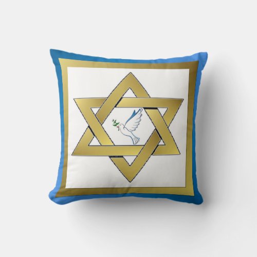 Peace Dove Star Of David Throw Pillow