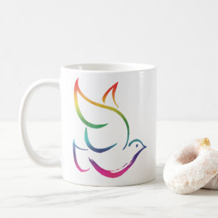 PEACE DOVE Symbol sign Hippie Christian Tie-Dye 60 Coffee Mug
