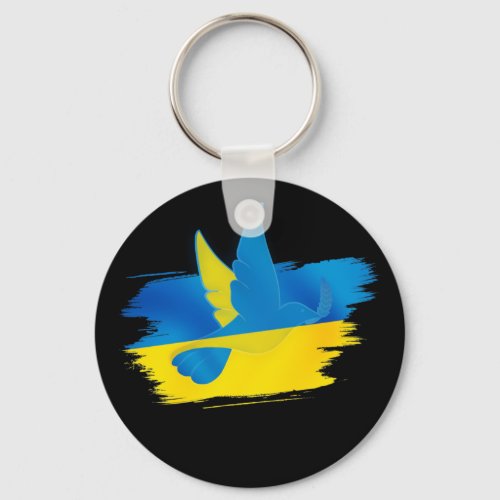 Peace dove ukraine flag blue and yellow keychain