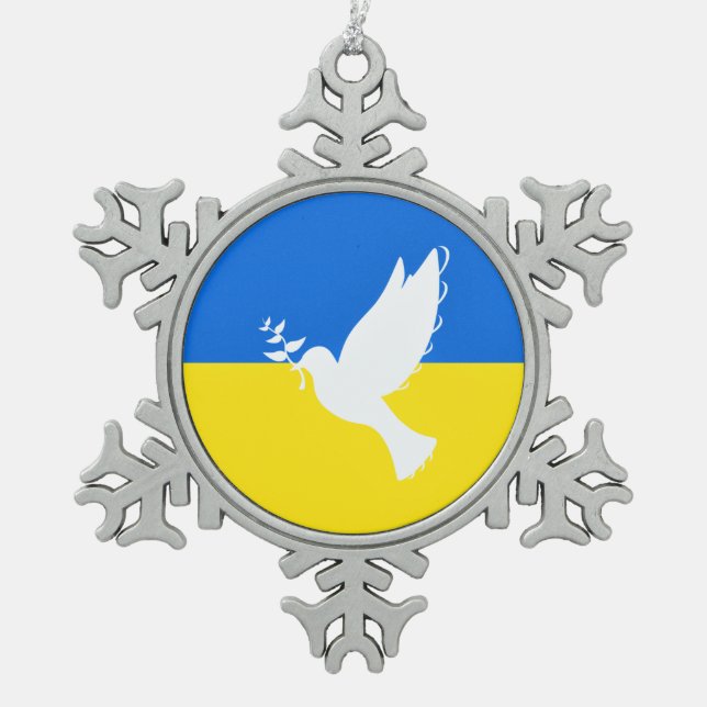 Peace Dove Ukraine Flag Christmas Ornament Freedom (Front)