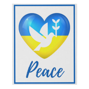 Peace Dove Ukraine Flag Heart Faux Canvas Print