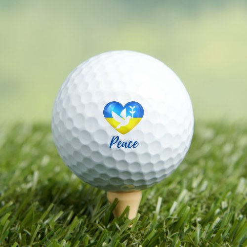 Peace Dove Ukraine Flag Heart  Golf Balls