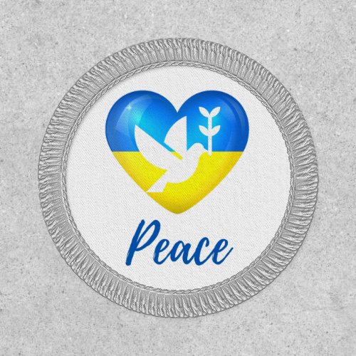 Peace Dove Ukraine Flag Heart Iron On Patch
