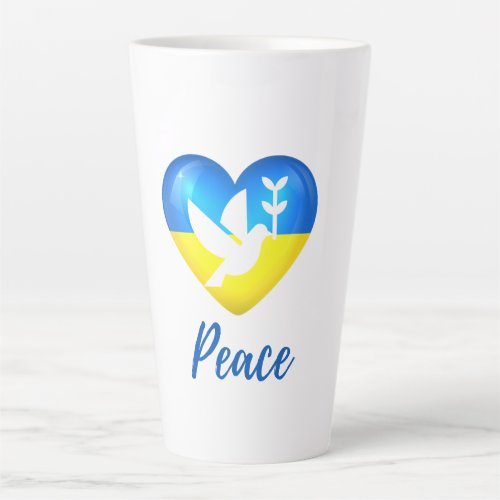 Peace Dove Ukraine Flag Heart Latte Mug