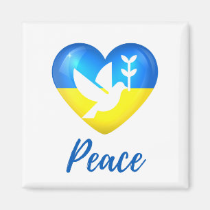 Peace Dove Ukraine Flag Heart Magnet