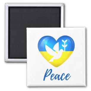 Peace Dove Ukraine Flag Heart  Magnet