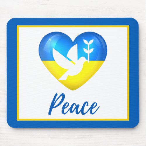 Peace Dove Ukraine Flag Heart  Mouse Pad