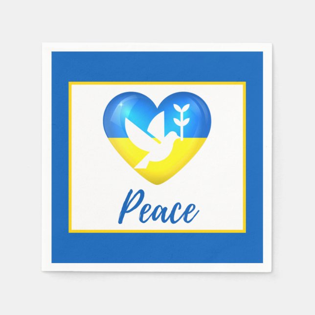 Peace Dove Ukraine Flag Heart   Napkins (Front)