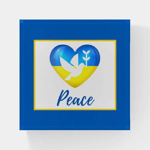 Peace Dove Ukraine Flag Heart   Paperweight