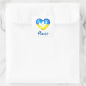 Peace Dove Ukraine Flag Heart Square Sticker (Bag)