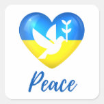 Peace Dove Ukraine Flag Heart Square Sticker