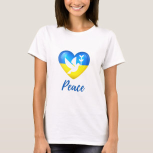Peace Dove Ukraine Flag Heart T-Shirt