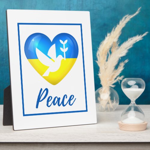 Peace Dove Ukraine Flag Heart  Tabletop Plaque