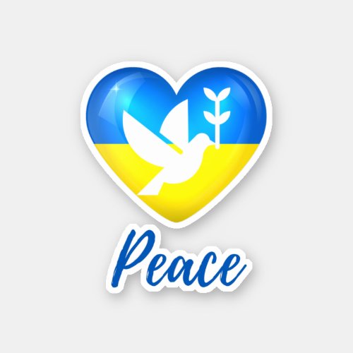 Peace Dove Ukraine Flag Heart Vinyl  Sticker