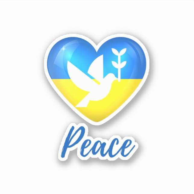 Peace Dove Ukraine Flag Heart Vinyl  Sticker (Front)