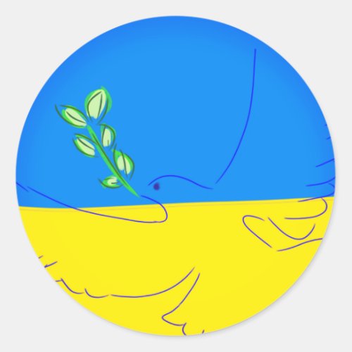 Peace dove ukraine handpainted classic round sticker
