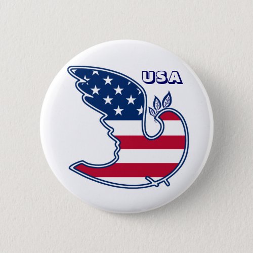 Peace Dove USA Patriotic design Pinback Button