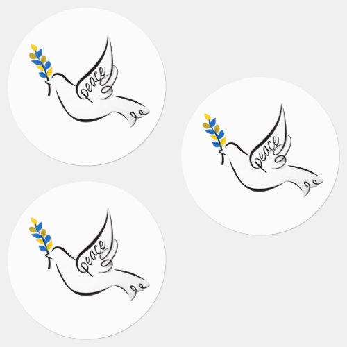 Peace Dove w olive branch in Ukraine flag color Kids Labels