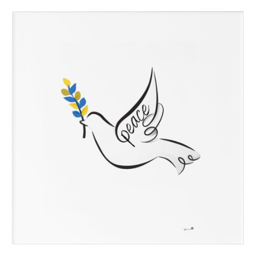 Peace Dove w Olive Branch in Ukraine Flag colors  Acrylic Print