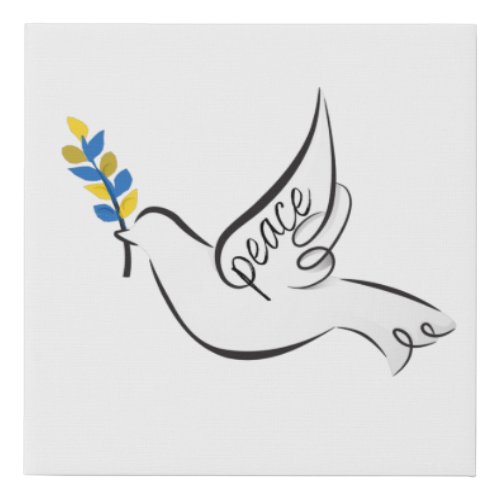 Peace Dove w Olive Branch in Ukraine Flag colors  Faux Canvas Print