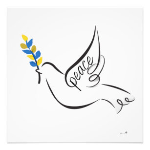Peace Dove w/ Olive Branch in Ukraine Flag colors Photo Print