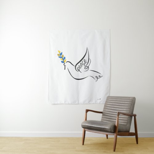 Peace Dove w Olive Branch in Ukraine Flag colors Tapestry