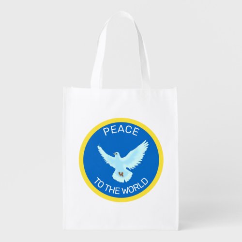 Peace Dove with Editable Text Grocery Bag