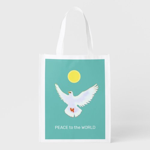 Peace Dove with Editable Text Grocery Bag
