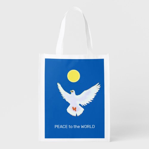 Peace Dove with Editable Text Grocery Bag