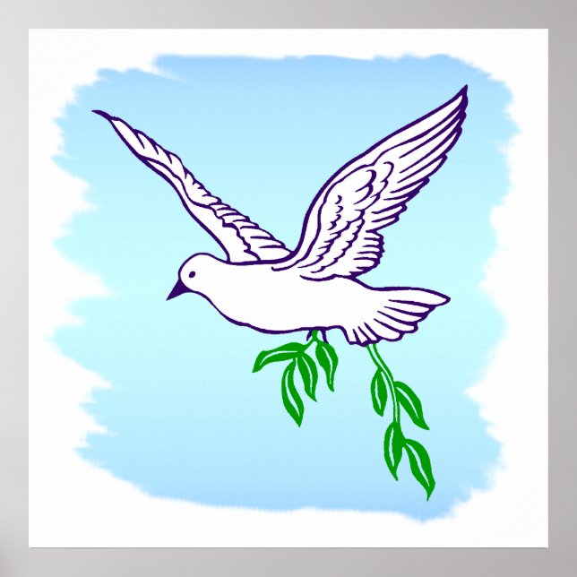 Peace Dove with Olive Branch Art Poster (Front)