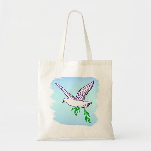 Peace Dove with Olive Branch Beach Tote